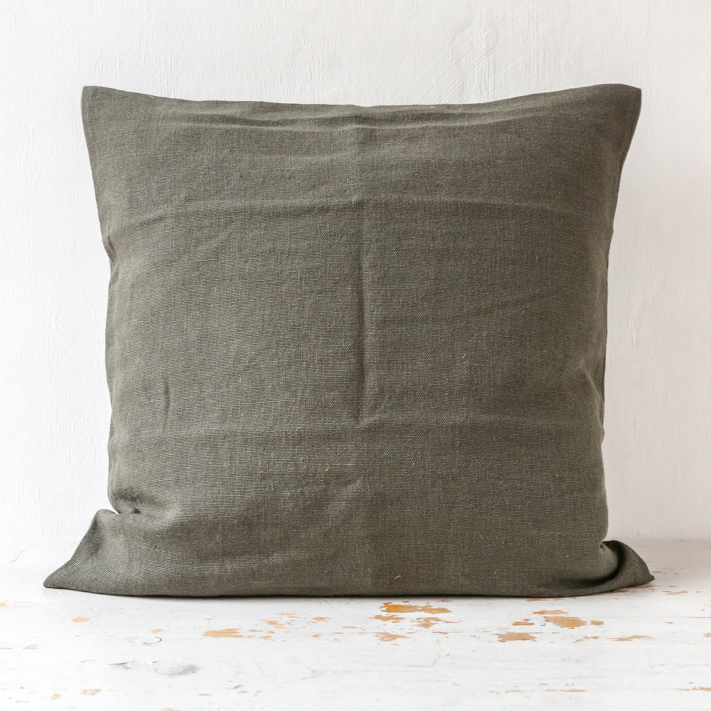 Linen Cushion - Khaki Green