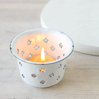 Enamel Star Design Tea Light Holder