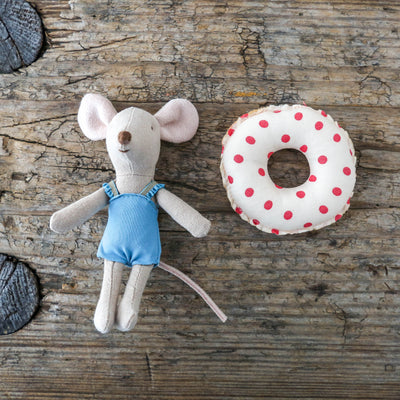 Little Sister Beach Mouse with Float - Red Dot