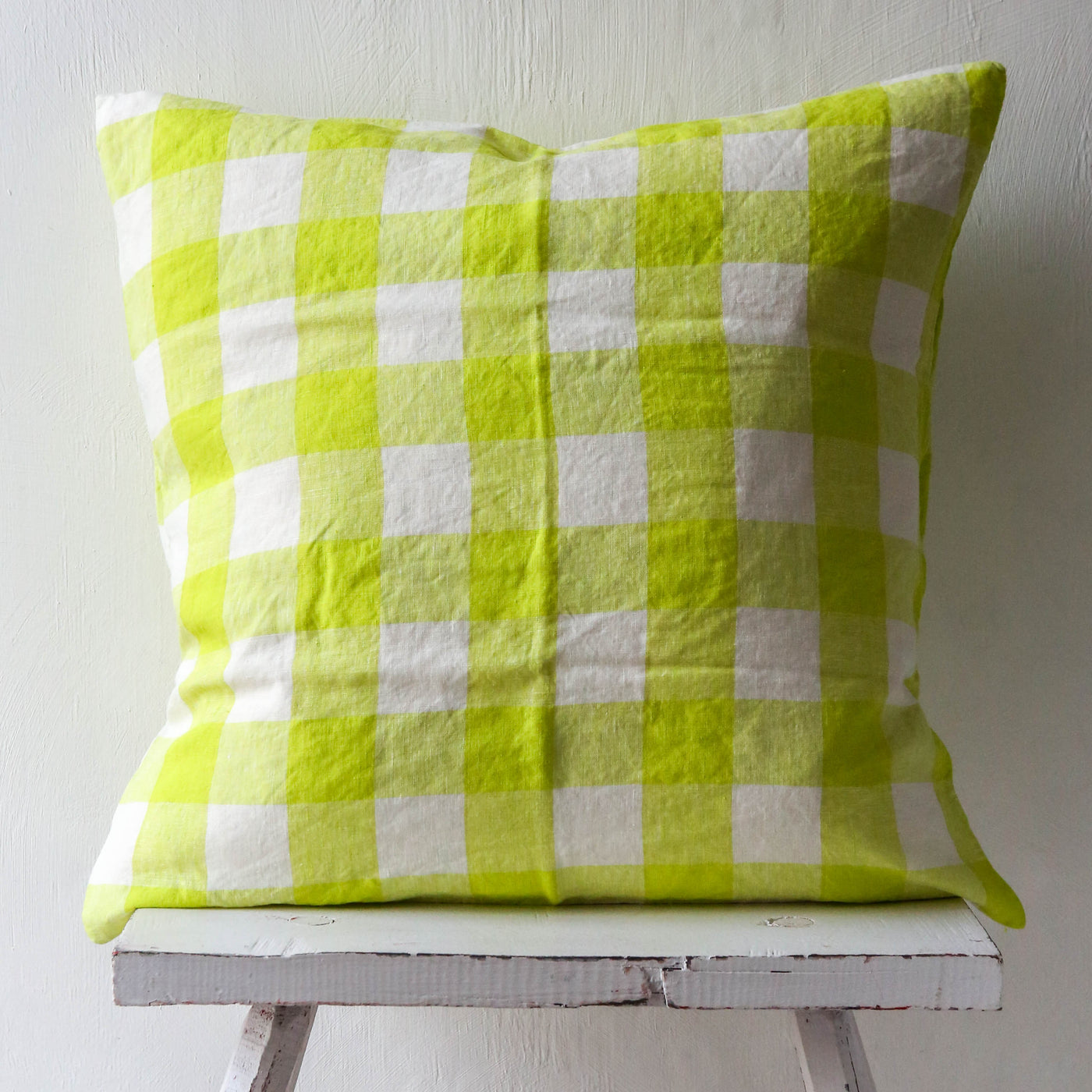 Limoncello Gingham Linen Cushion Cover