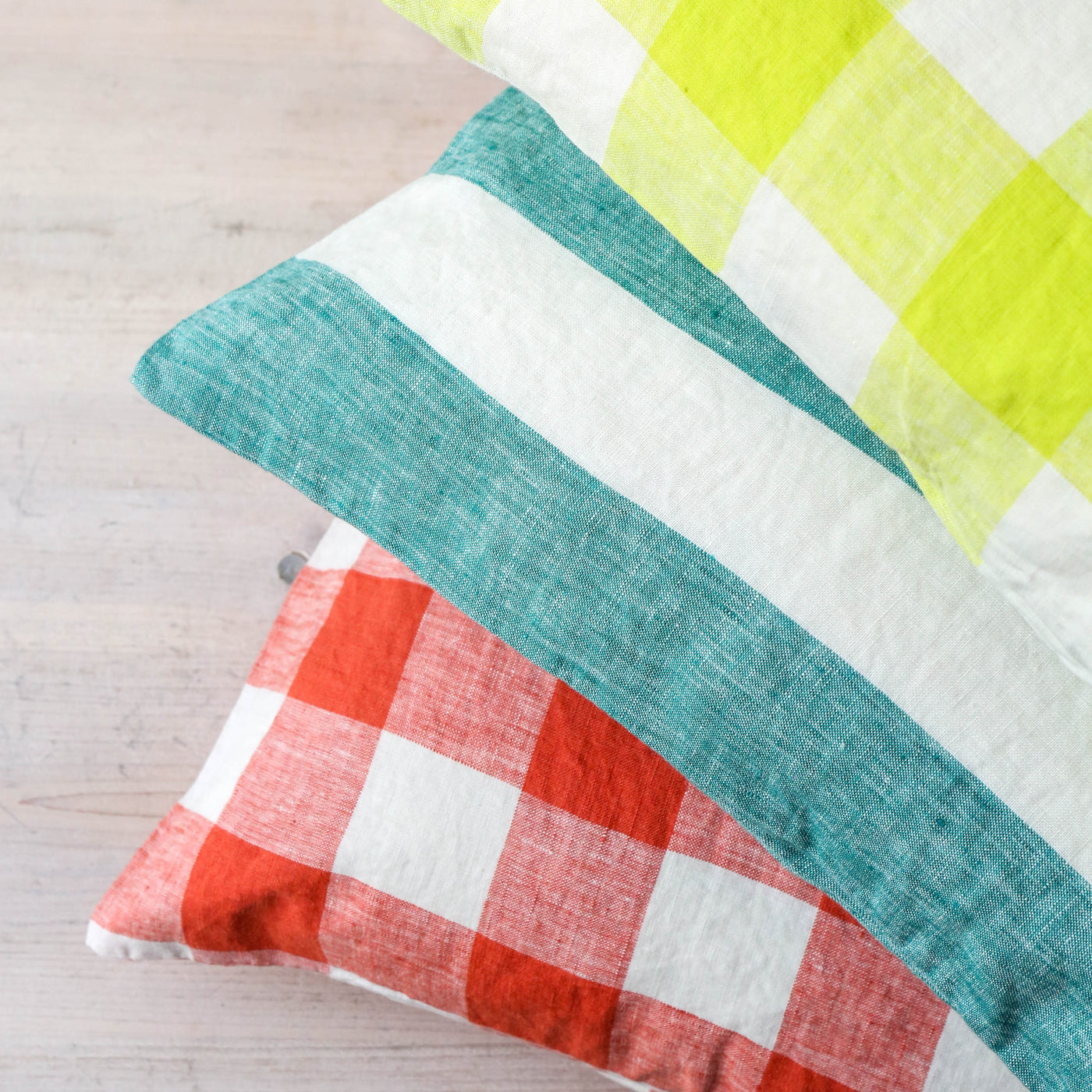 Emerald Stripe Linen Cushion Cover