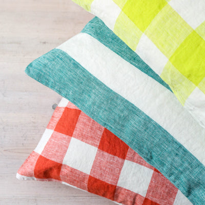SALE Emerald Stripe Linen Cushion Cover