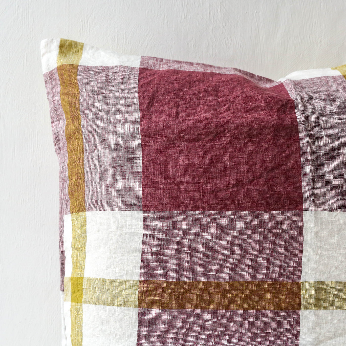 SALE Plum Check Linen Cushion Cover