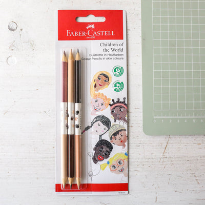 Double Ended Skin Tone Colouring Pencils - Pack of 3