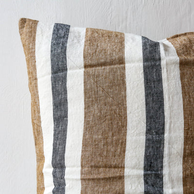 SALE Taupe Stripe Linen Cushion Cover