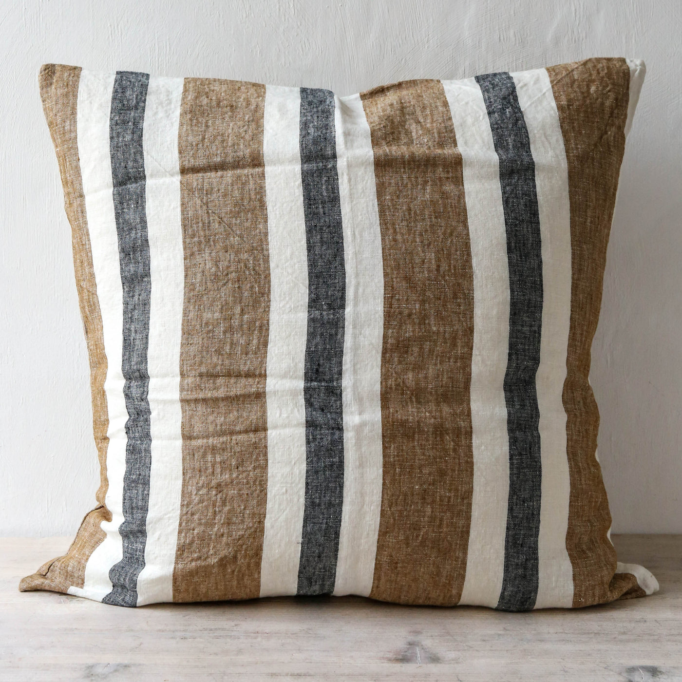 SALE Taupe Stripe Linen Cushion Cover