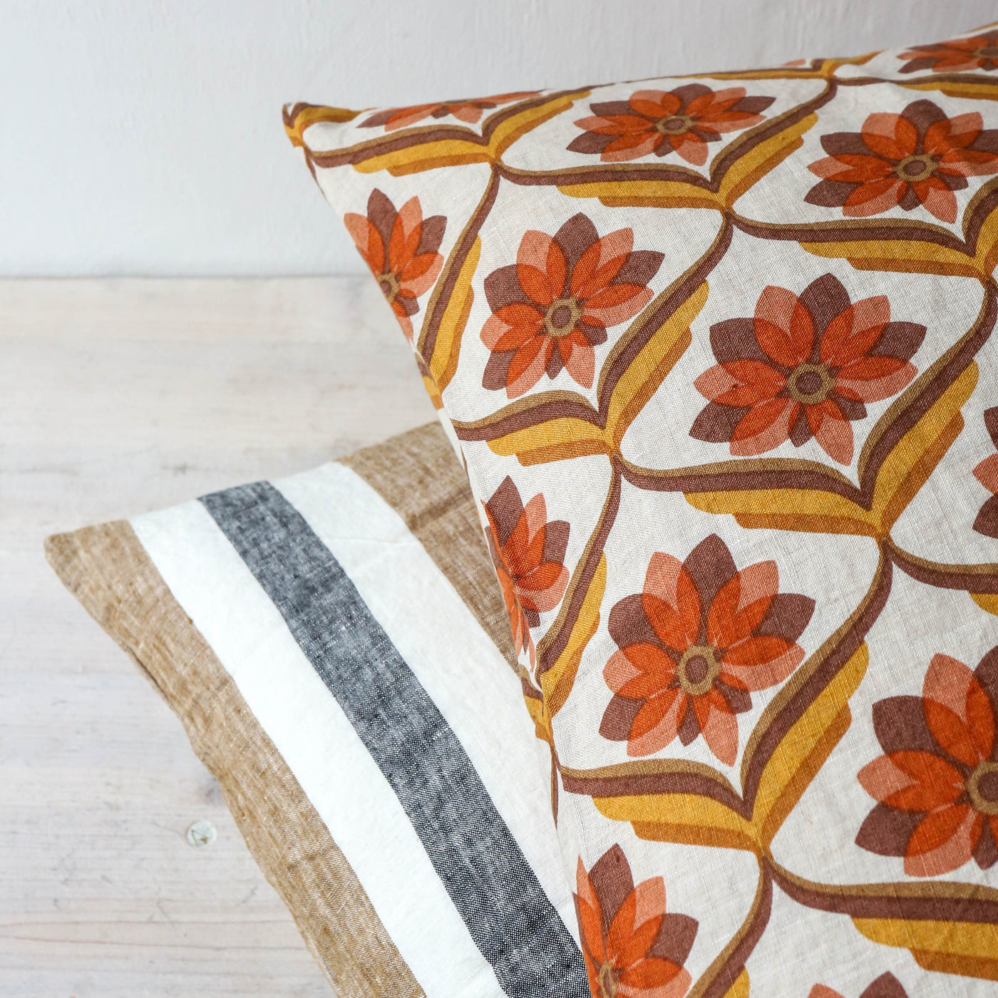 SALE Taupe Stripe Linen Cushion Cover