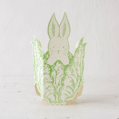 Rabbit In Lettuce Stand Up Greetings Card