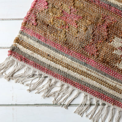 Rust, Mustard and Black Kelim Woven Rug - 120 x 180cm