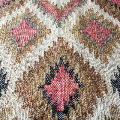 Rust, Mustard and Black Kelim Woven Rug - 120 x 180cm