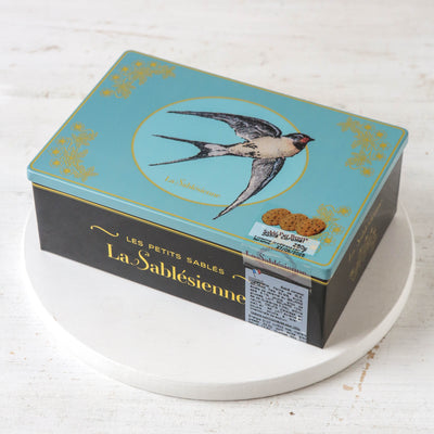 Salted Butter Sablé Biscuits in Vintage Bird Tin