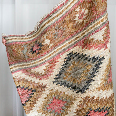 Rust, Mustard and Black Kelim Woven Rug - 120 x 180cm