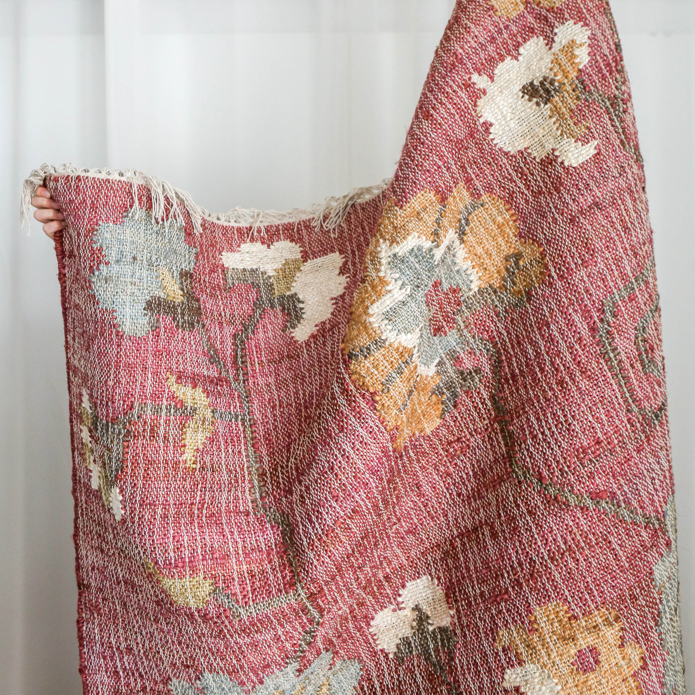 Rust Floral Kelim Woven Rug - 120 x 180cm