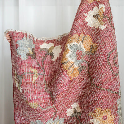 Rust Floral Kelim Woven Rug - 120 x 180cm