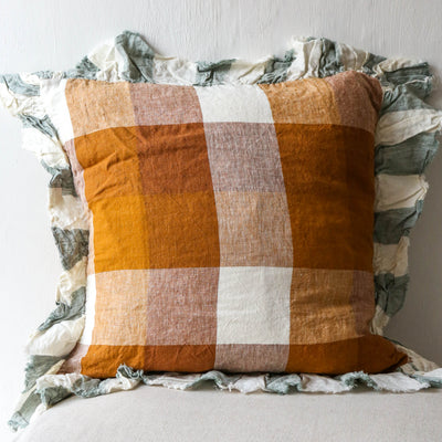 SALE Biscuit Linen Cushion Cover with Ruffle