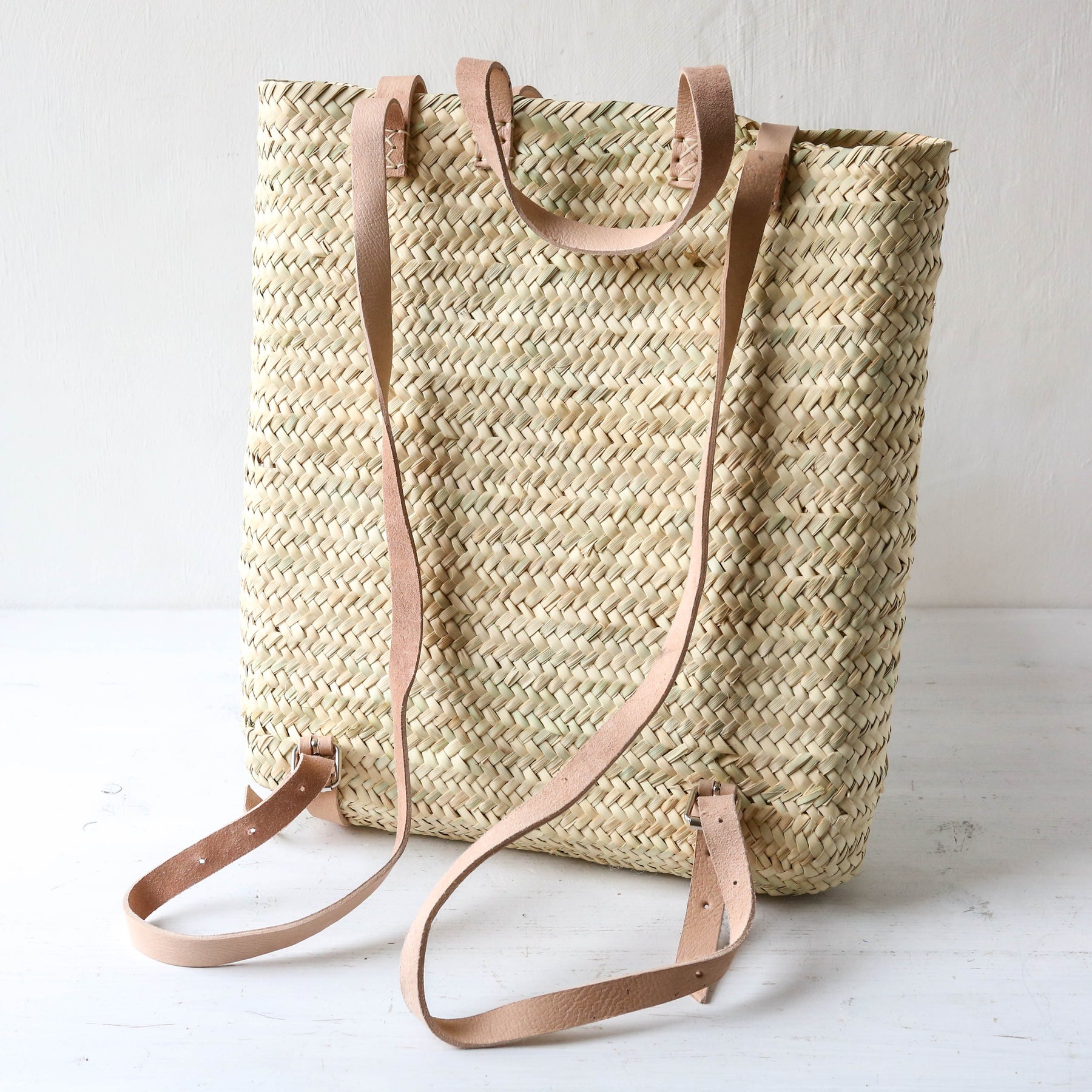 Woven Reed Backpack Woven Straw Backpack - Natural Leather – Berylune