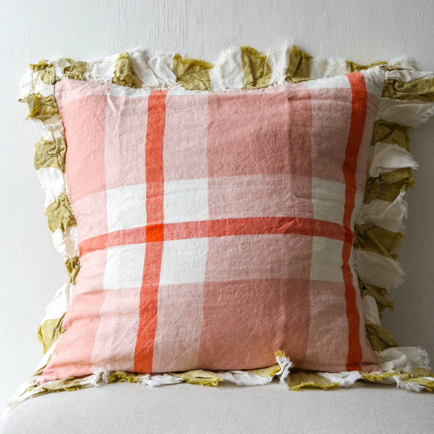 Floss Linen Cushion Cover with Ruffle