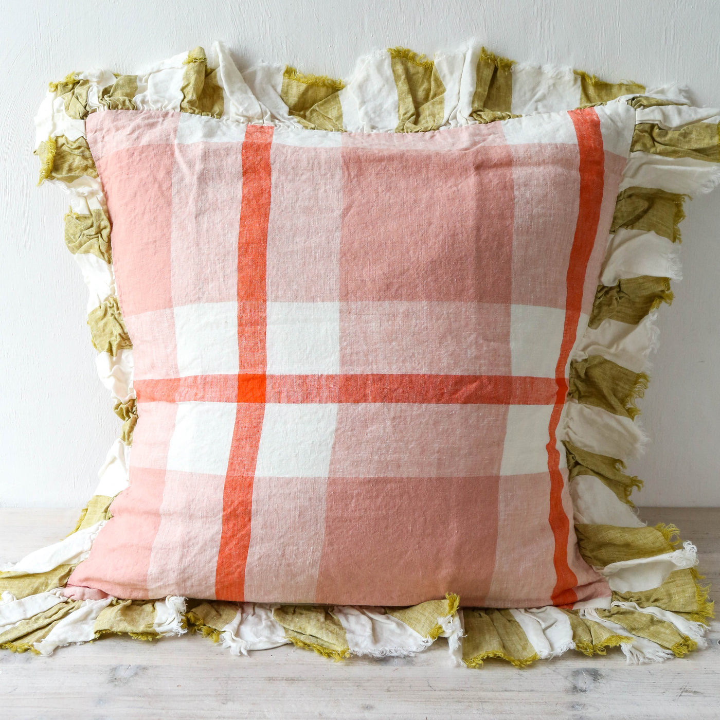 Floss Linen Cushion Cover with Ruffle