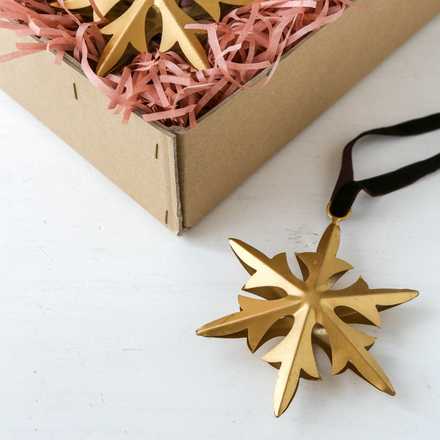 6 Point Gold Star Hanging Decoration