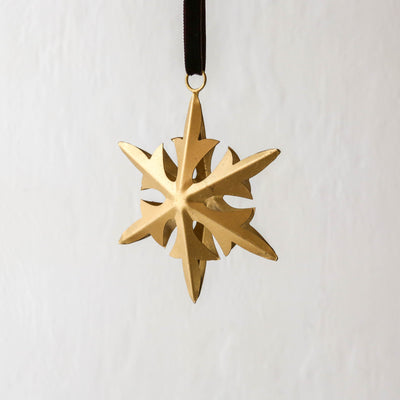 6 Point Gold Star Hanging Decoration