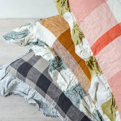 SALE Biscuit Linen Cushion Cover with Ruffle