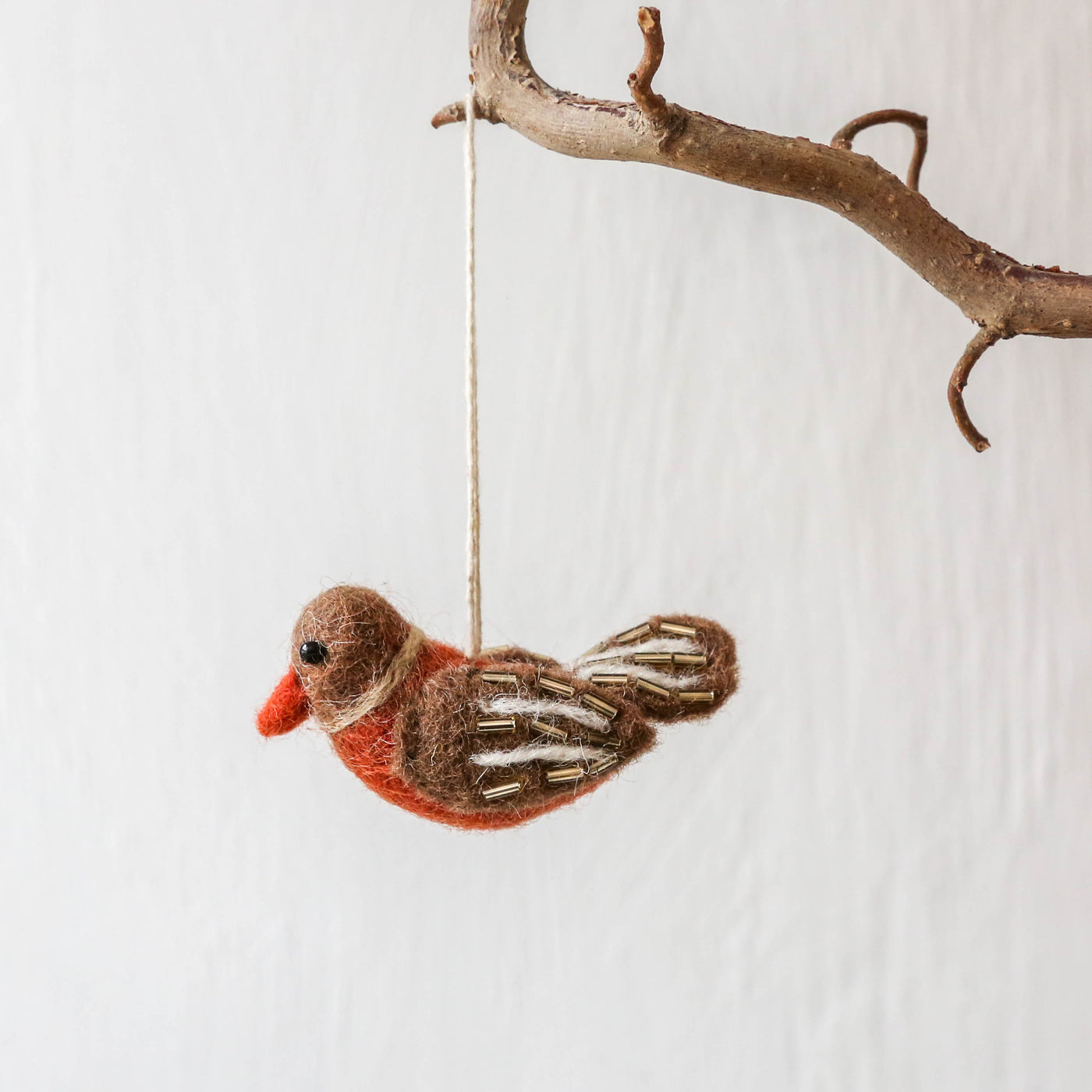Beaded Bird Felt Hanging Decoration