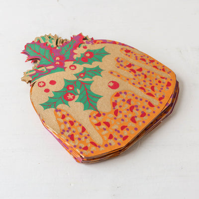 Christmas Pudding Concertina Screen Printed Garland
