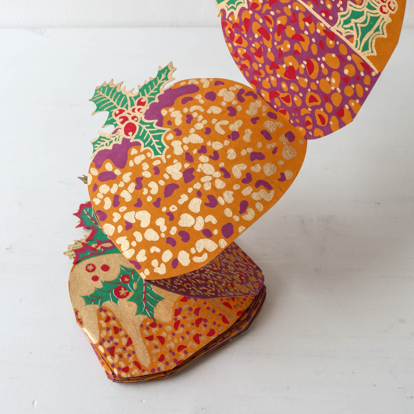 Christmas Pudding Concertina Screen Printed Garland