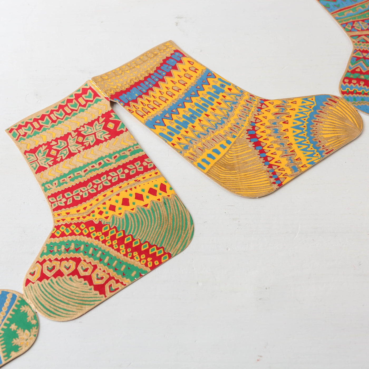 Christmas Stockings Concertina Screen Printed Garland by East End Press