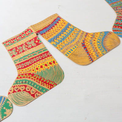 Christmas Stockings Concertina Screen Printed Garland by East End Press