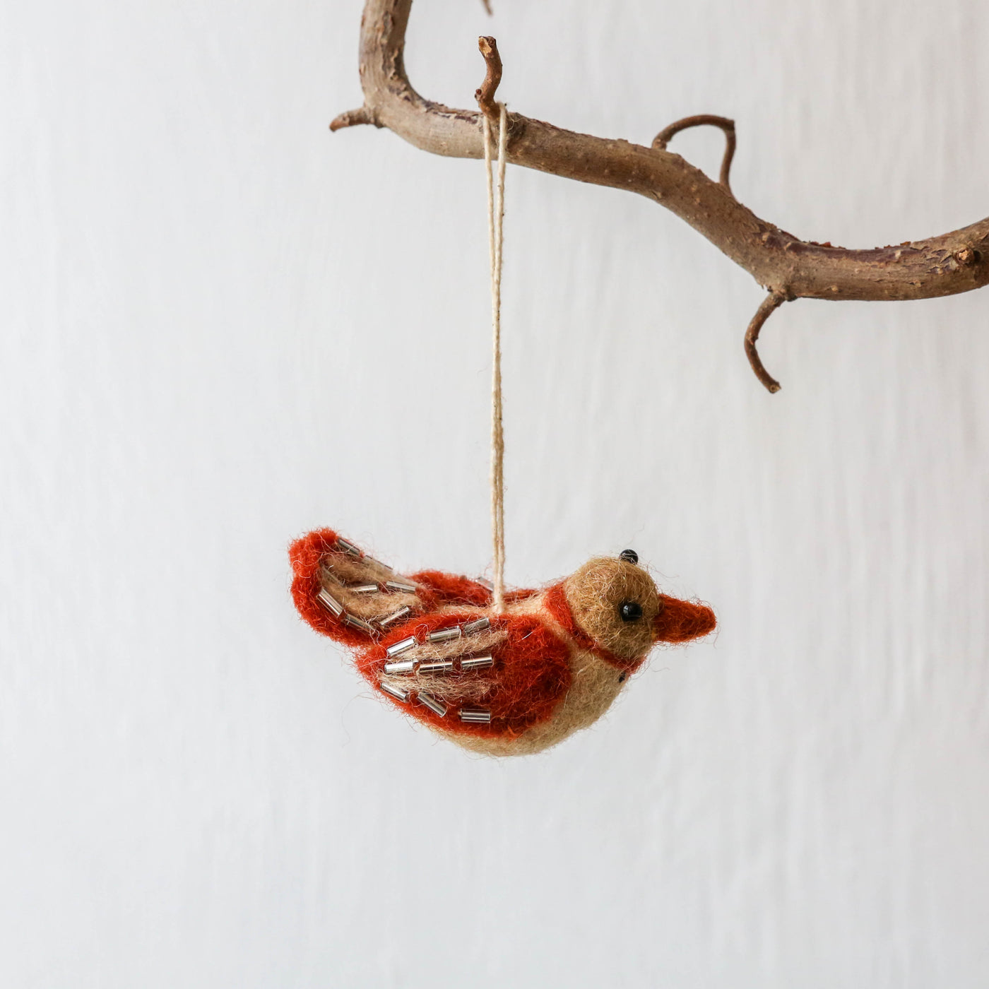 Beaded Bird Felt Hanging Decoration