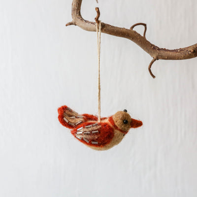 Beaded Bird Felt Hanging Decoration