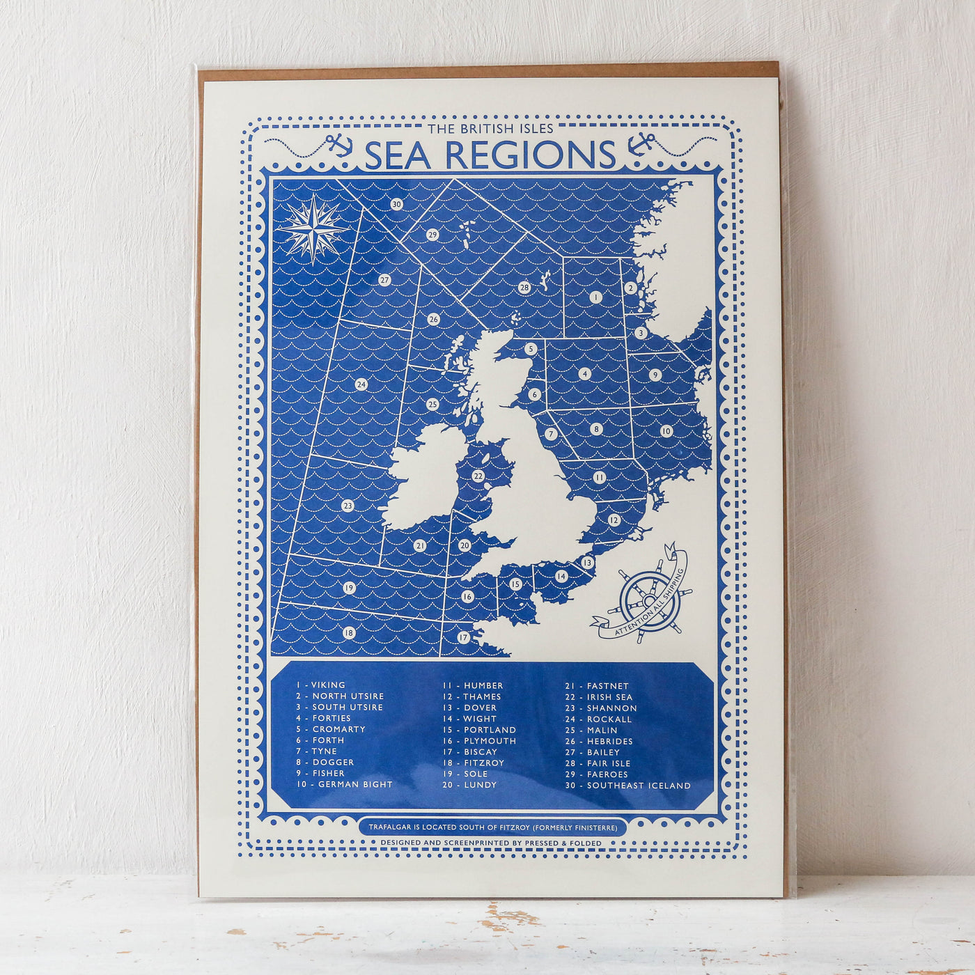 'Viking' Sea Regions Screen Print - A3 Size