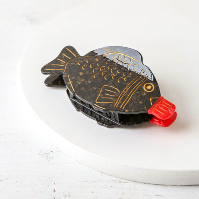 Hand Painted Cellulose Hair Claw - Soy Sauce