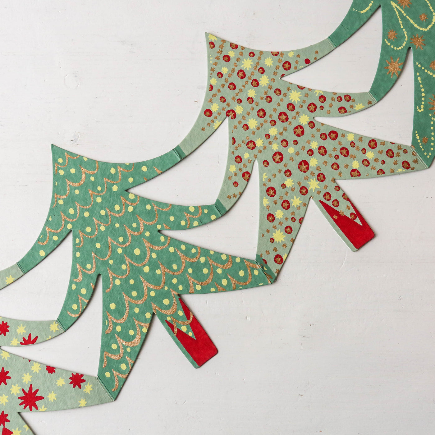 Christmas Tree Concertina Screen Printed Garland by East End Press