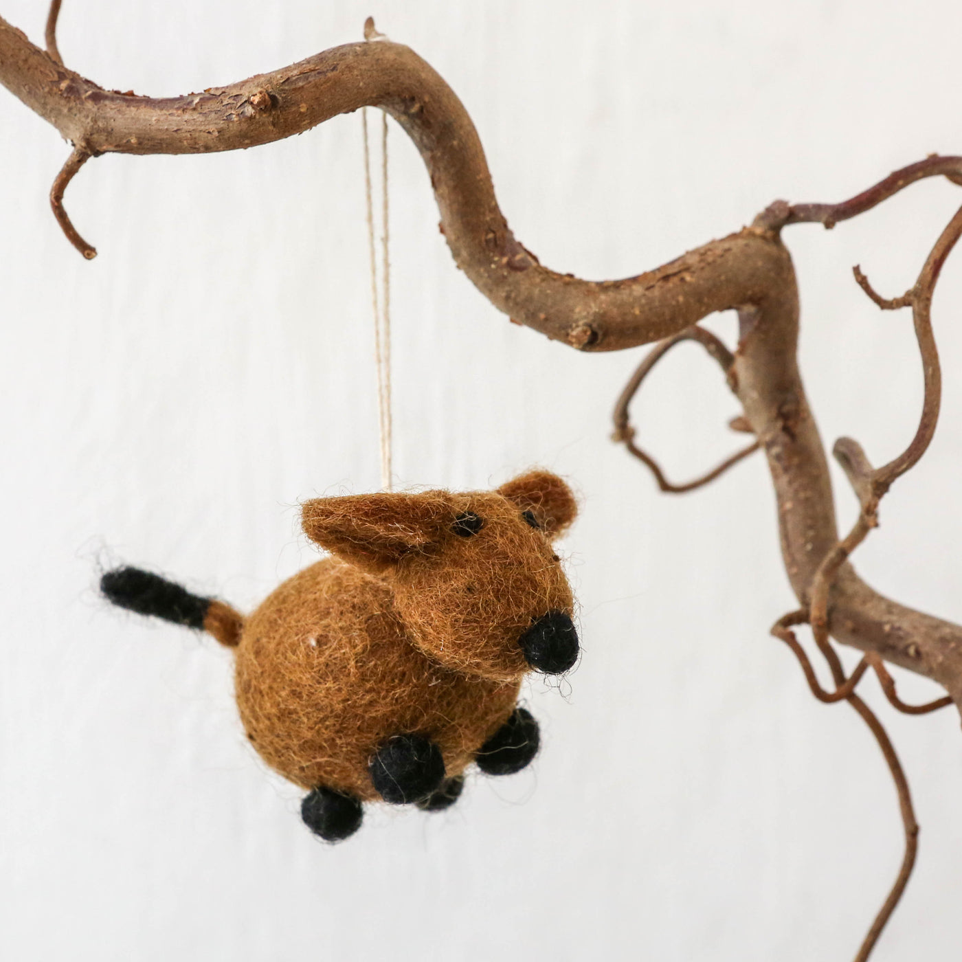 Felt Dog Hanging Decoration - Brown Dog