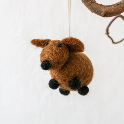 Felt Dog Hanging Decoration - Brown Dog