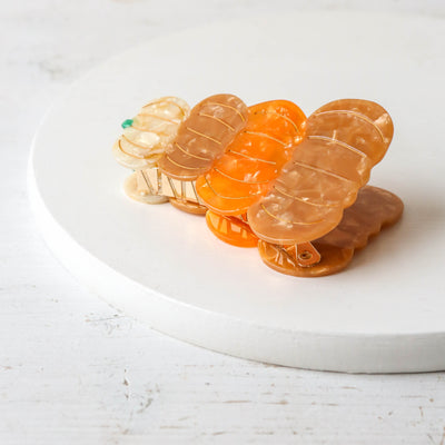 Hand Painted Cellulose Hair Claw - Pumpkin Stack