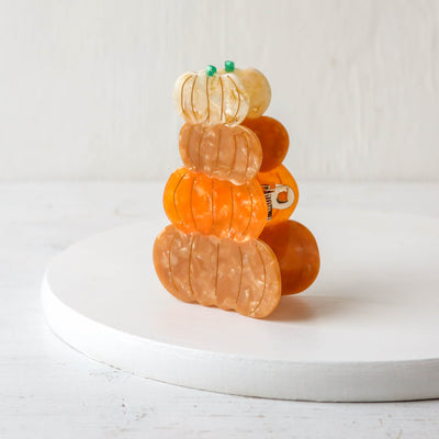 Hand Painted Cellulose Hair Claw - Pumpkin Stack