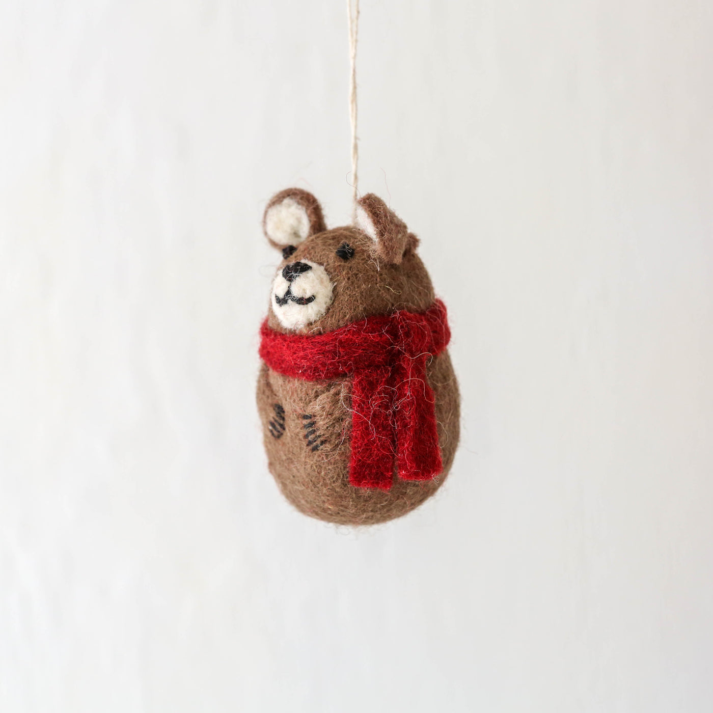 Cute Brown Bear in Scarf Felt Hanging Decoration