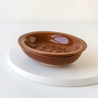 Ceramic Soap Dish - Warm Brown