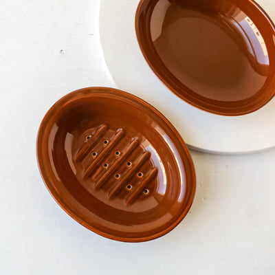 Ceramic Soap Dish - Warm Brown