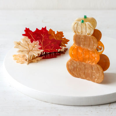 Hand Painted Cellulose Hair Claw - Pumpkin Stack