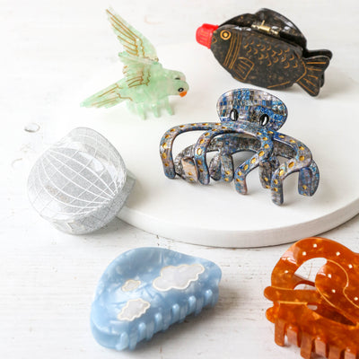Hand Painted Cellulose Hair Claw - Soy Sauce