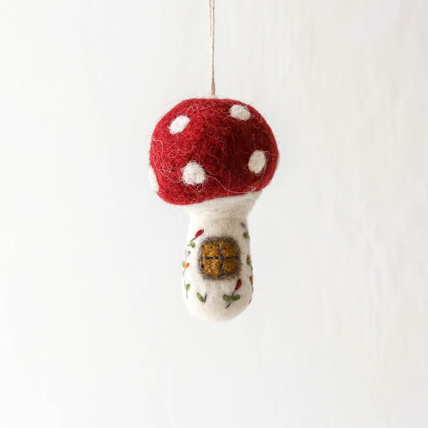 Embroidered Mushroom House Felt Hanging Decoration