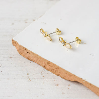 Moonstone Ear Climber Earrings - Silvia