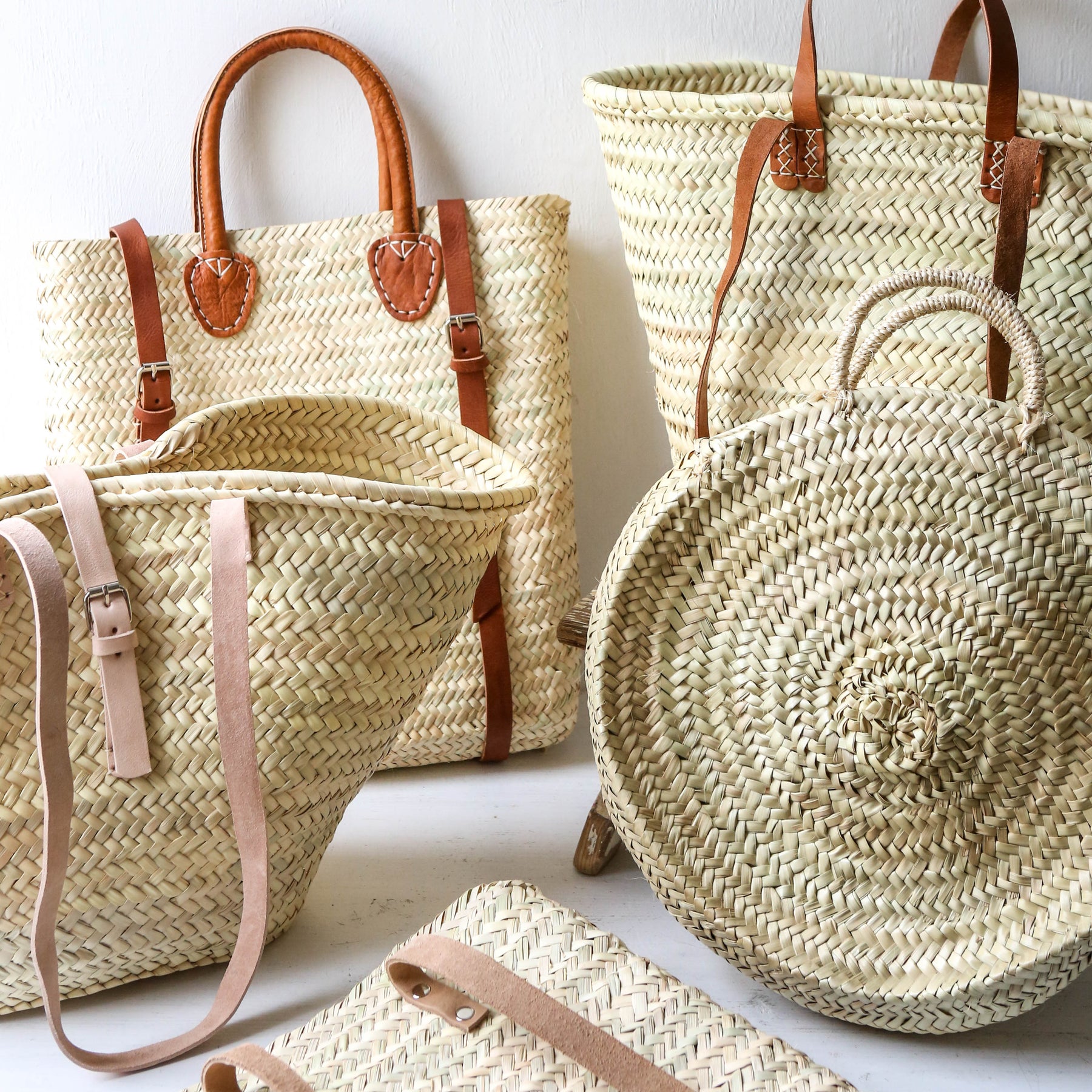 Woven Reed Backpack Woven Straw Backpack - Tan Leather – Berylune