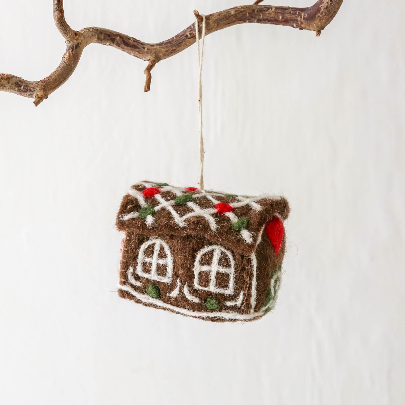 Gingerbread House & Candy Cane Felt Hanging Decoration