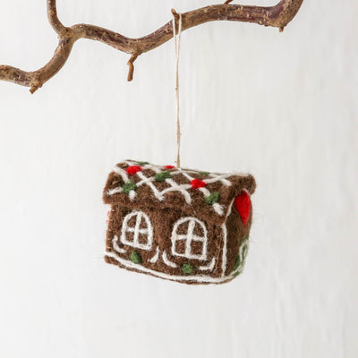 Gingerbread House & Candy Cane Felt Hanging Decoration