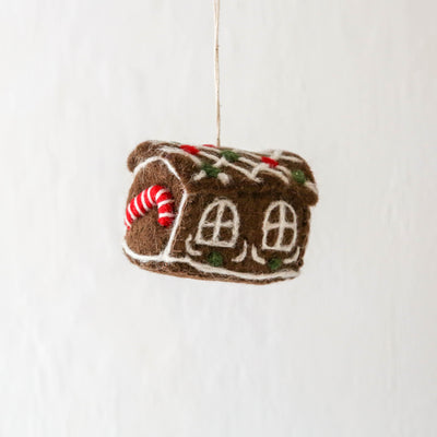 Gingerbread House & Candy Cane Felt Hanging Decoration